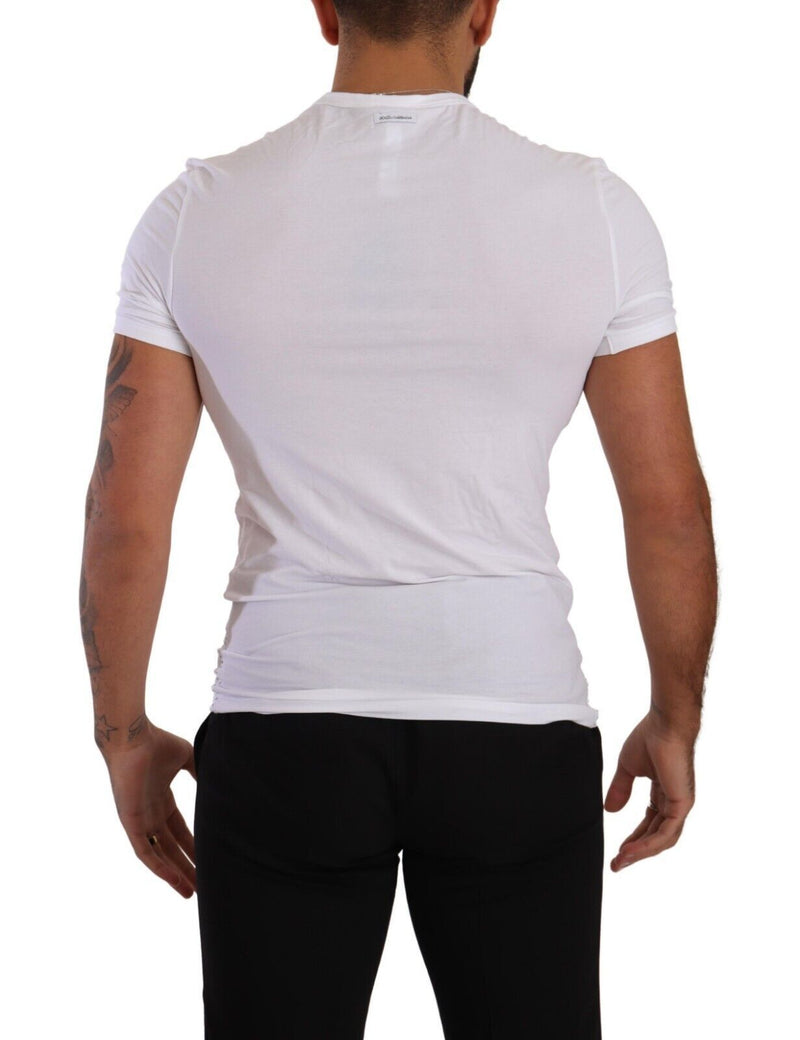 Dolce &amp; Gabbana wit katoenen stretch T-shirt met ronde hals, te gebruiken als ondergoed.