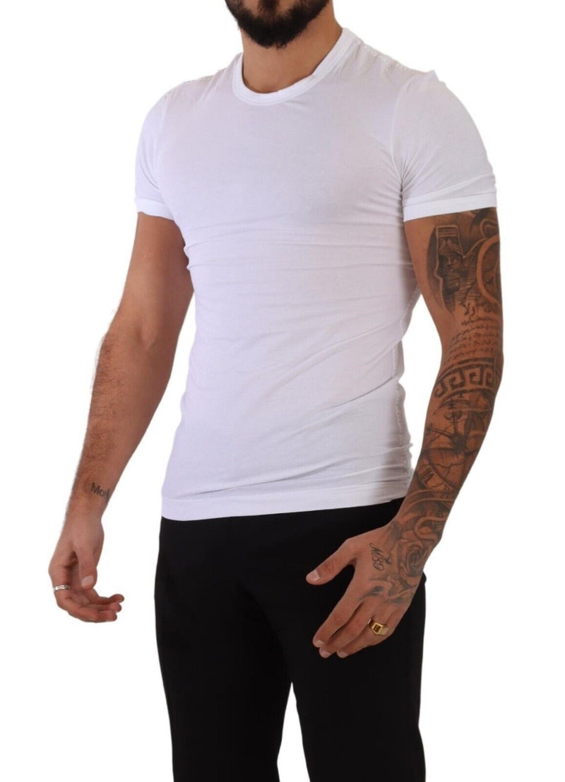 Dolce &amp; Gabbana wit katoenen stretch T-shirt met ronde hals, te gebruiken als ondergoed.