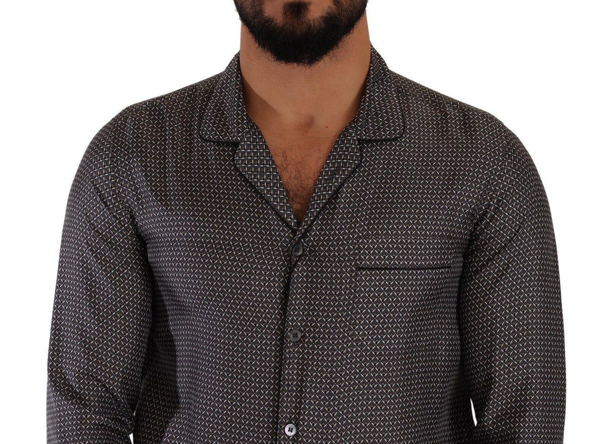 Dolce & Gabbana Gray Fantasy Pattern Pajama Top for Men