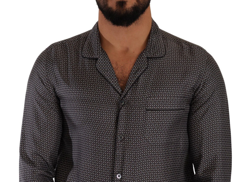 Dolce & Gabbana Gray Fantasy Pattern Pajama Top for Men