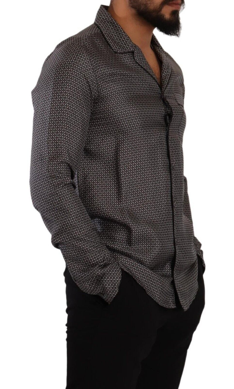 Dolce & Gabbana Gray Fantasy Pattern Pajama Top for Men