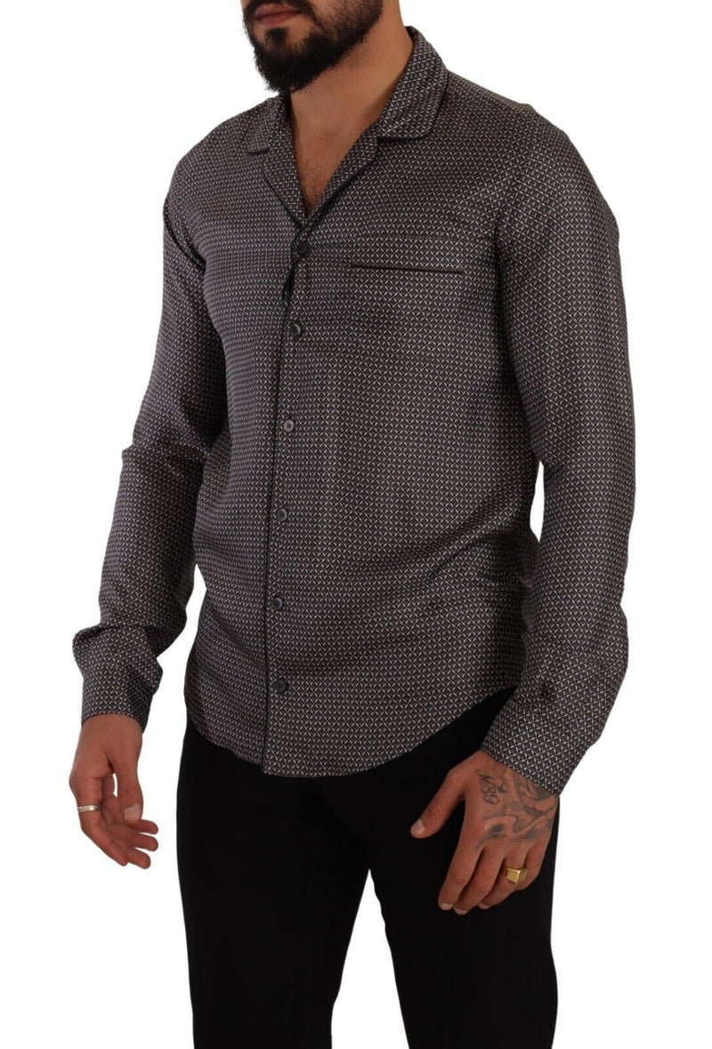 Dolce & Gabbana Gray Fantasy Pattern Pajama Top for Men