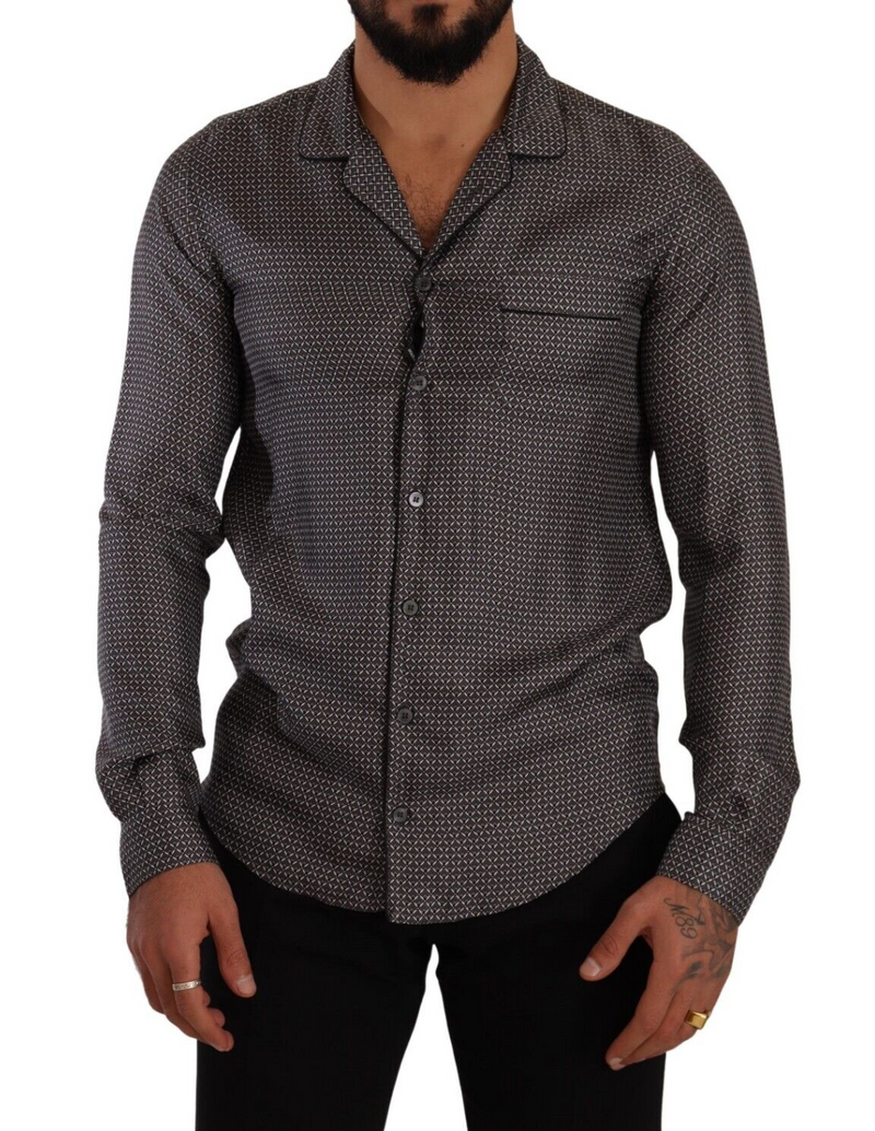Dolce & Gabbana Gray Fantasy Pattern Pajama Top for Men