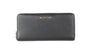 Michael Kors Jet Set Travel grote zwarte leren portemonnee met rits en handvat (Jet Set Travel Large Black Pebble Leather Continental Wrist Wallet)