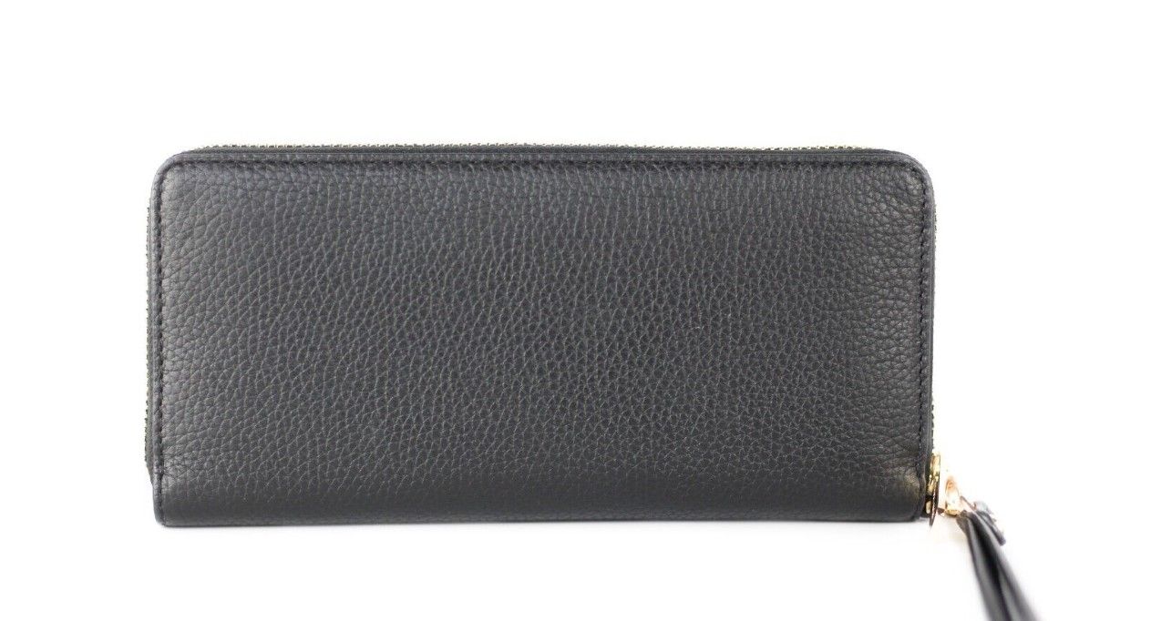 Michael Kors Jet Set Travel grote zwarte leren portemonnee met rits en handvat (Jet Set Travel Large Black Pebble Leather Continental Wrist Wallet)