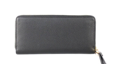 Michael Kors Jet Set Travel grote zwarte leren portemonnee met rits en handvat (Jet Set Travel Large Black Pebble Leather Continental Wrist Wallet)