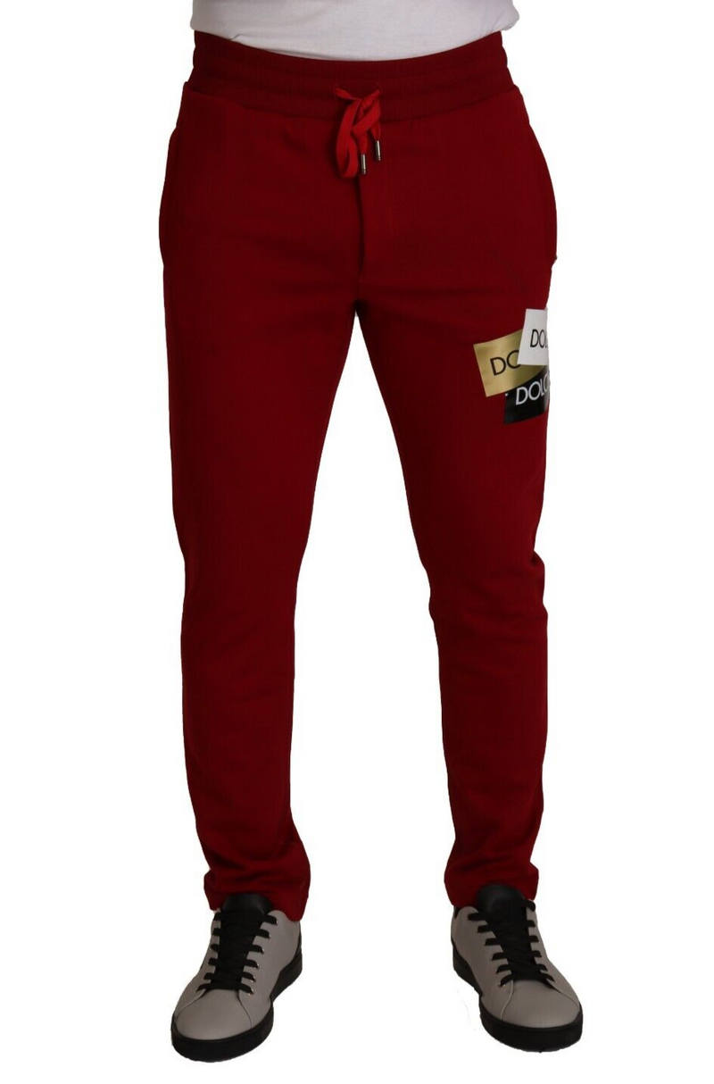 Pantalon de jogging en coton rouge avec patch logo Dolce &amp; Gabbana