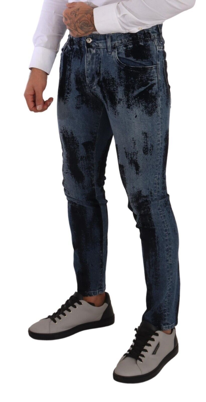Jeans skinny en coton bleu et noir de Dolce &amp; Gabbana