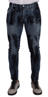Jeans skinny en coton bleu et noir de Dolce &amp; Gabbana
