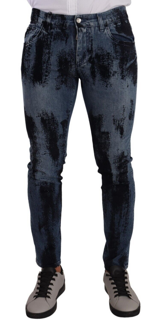 Jeans skinny en coton bleu et noir de Dolce & Gabbana