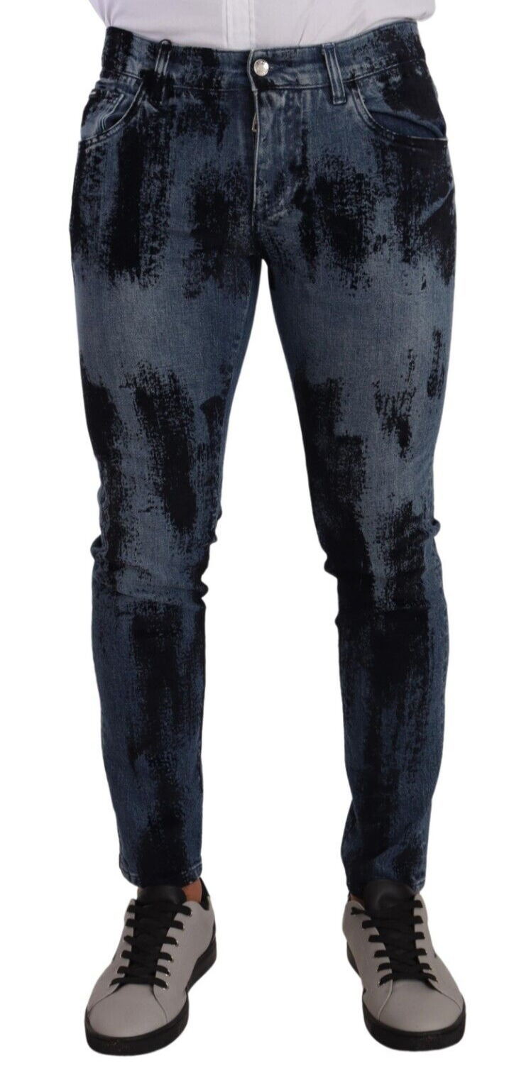 Jeans skinny en coton bleu et noir de Dolce &amp; Gabbana