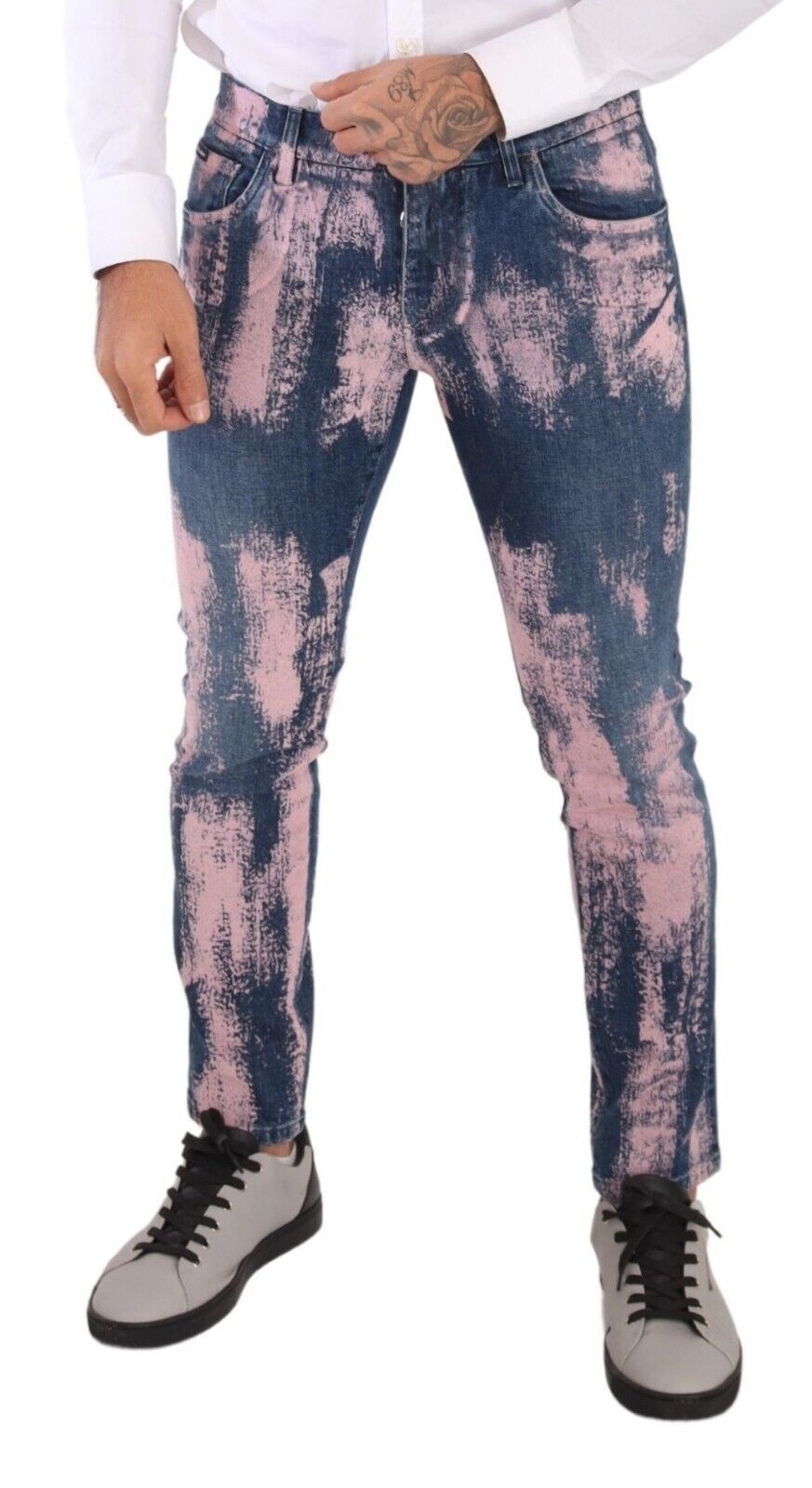 Jeans skinny en coton à effet tie-dye bleu et rose de Dolce &amp; Gabbana