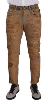 Jeans en coton délavé brun à coupe droite de Dolce &amp; Gabbana