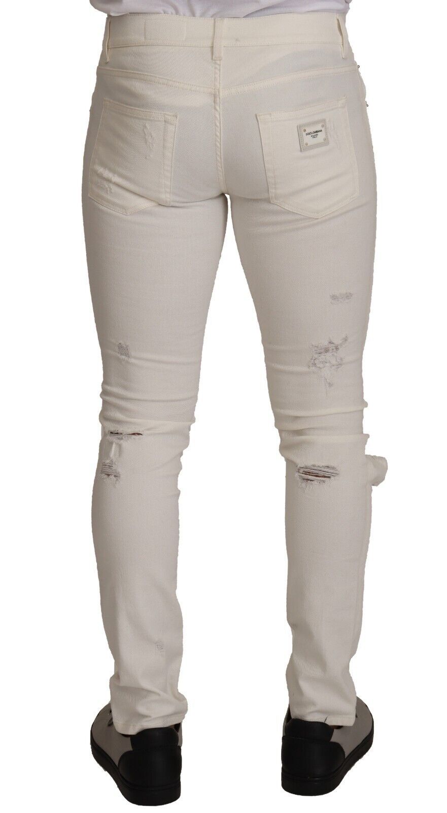 Jean en coton skinny blanc délavé pour homme Dolce &amp; Gabbana