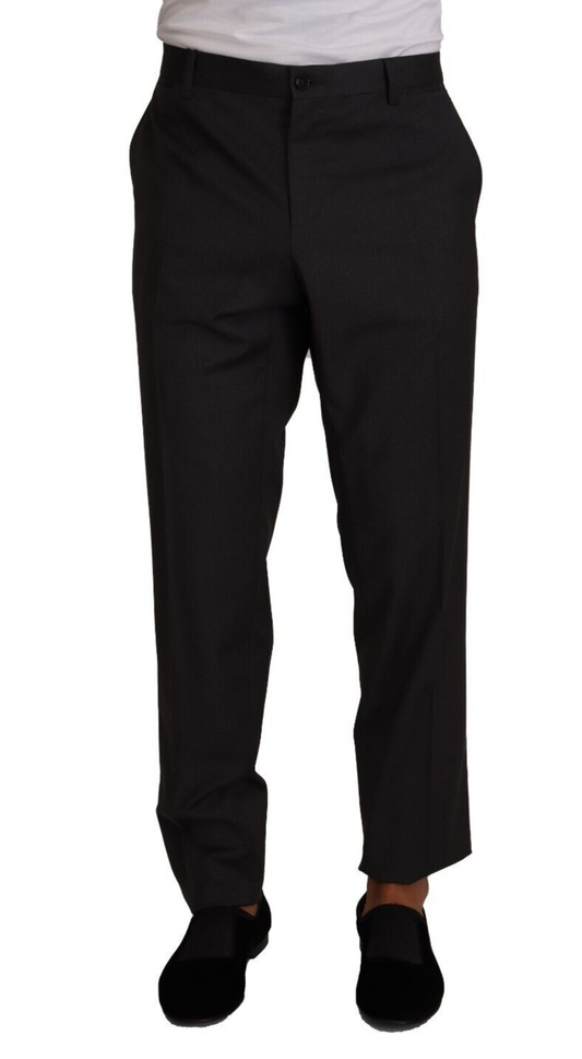 Pantalon de costume de smoking formel en laine grise Dolce & Gabbana