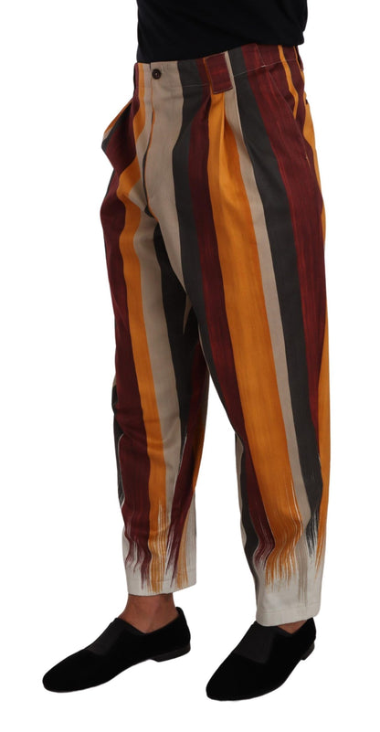 Pantalon taille haute en coton rayé multicolore à coupe évasée de Dolce & Gabbana