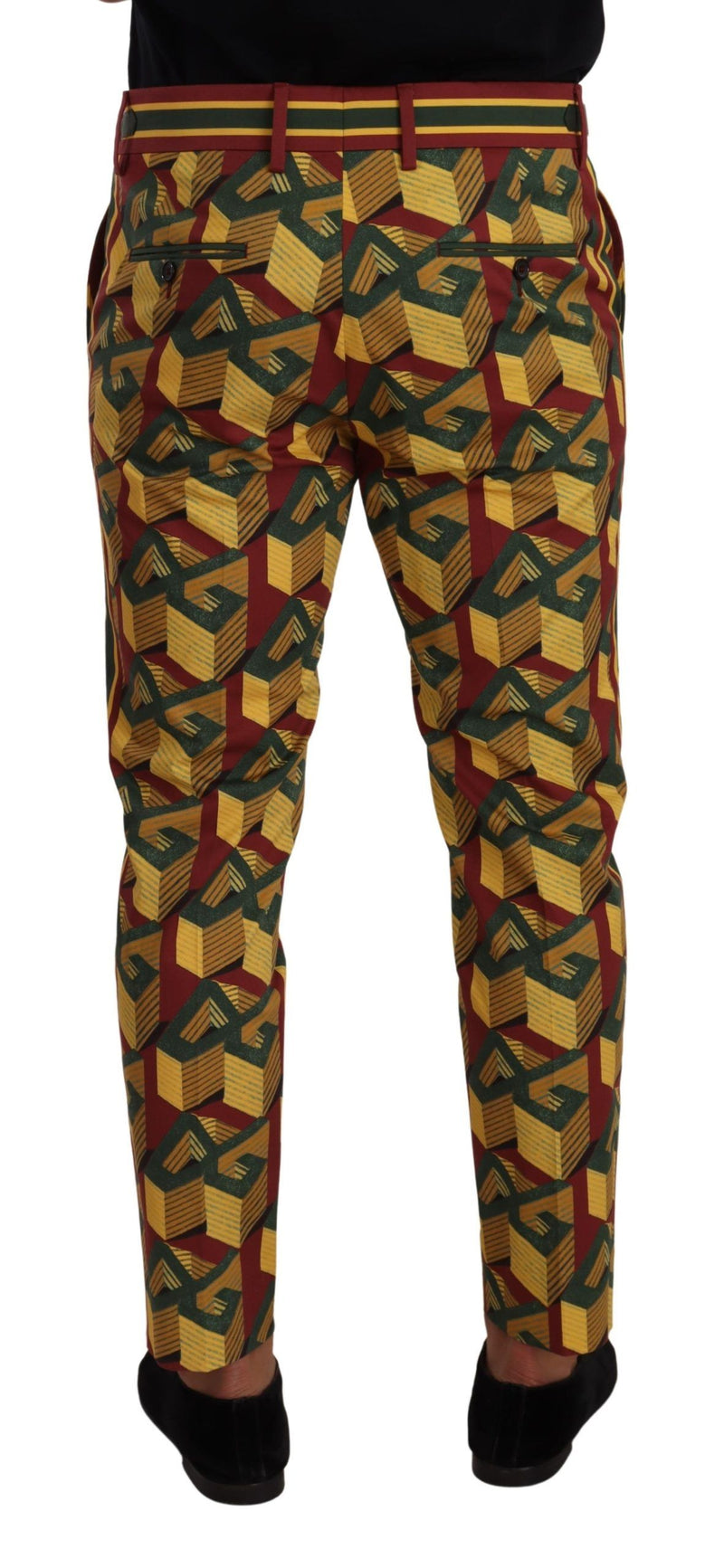 Pantalon tailleur fuselé en coton à logo multicolore Dolce &amp; Gabbana