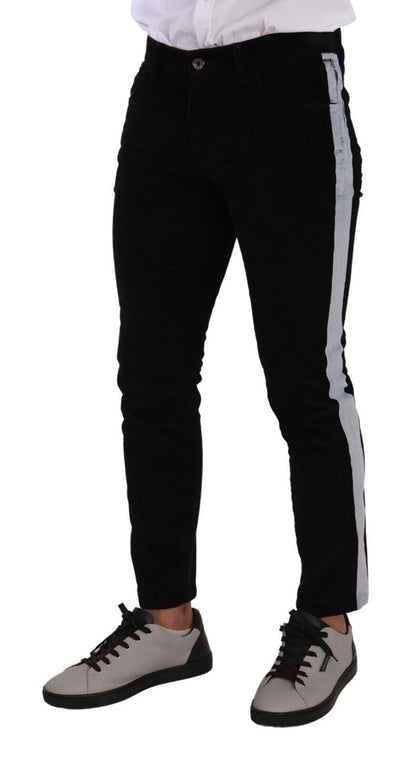 Jeans skinny en corduroy noir en coton extensible de Dolce & Gabbana