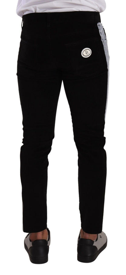 Jeans skinny en corduroy noir en coton extensible de Dolce & Gabbana