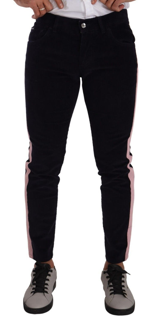Jeans skinny en coton extensible à carreaux bleu de Dolce & Gabbana