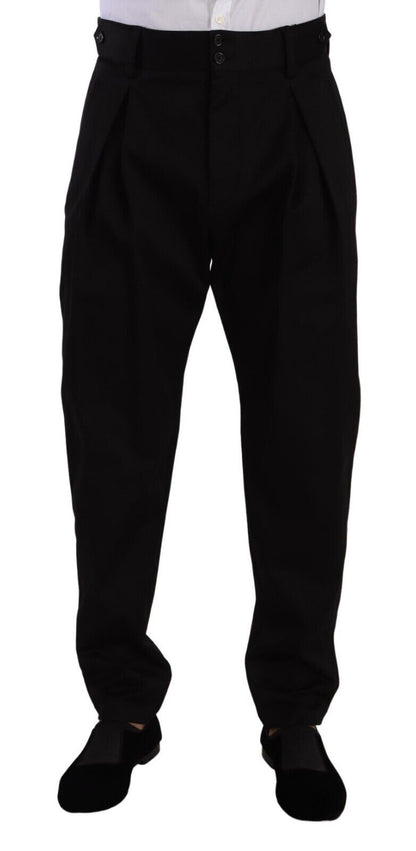 Pantalon-salopette noir en coton à taille haute pour homme de Dolce & Gabbana