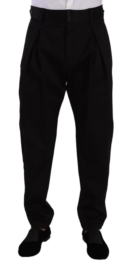 Pantalon-salopette noir en coton à taille haute pour homme de Dolce & Gabbana