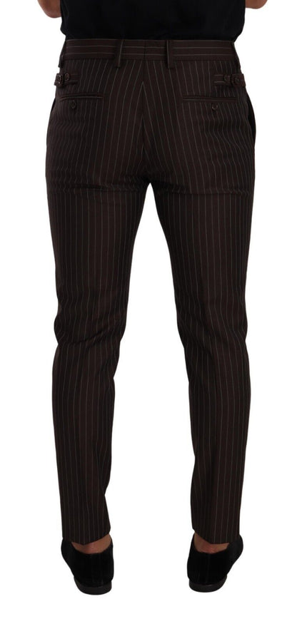 Pantalon-tailleur habillé en laine rayée marron de Dolce & Gabbana