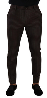Pantalon-tailleur habillé en laine rayée marron de Dolce &amp; Gabbana