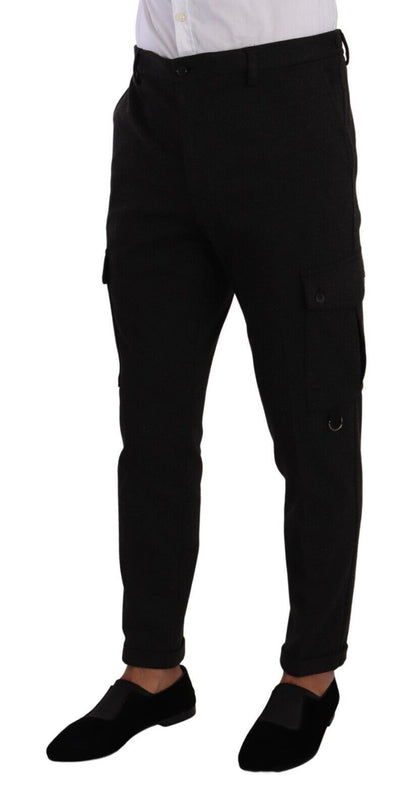 Pantalon cargo skinny noir en viscose Dolce & Gabbana pour homme