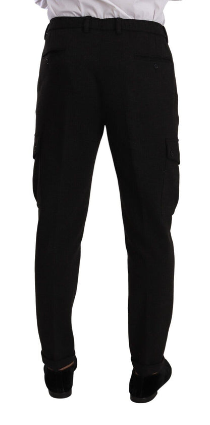 Pantalon cargo skinny noir en viscose Dolce & Gabbana pour homme