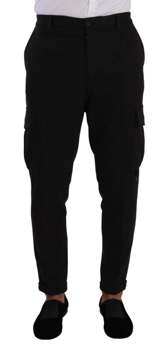 Pantalon cargo skinny noir en viscose Dolce & Gabbana pour homme