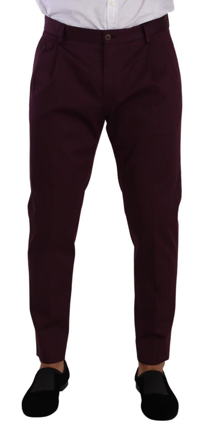 Pantalon tailleur chino fuselé en coton violet de Dolce & Gabbana