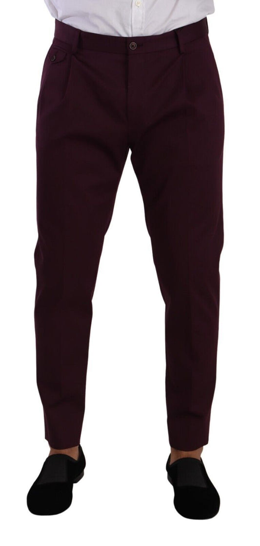 Pantalon tailleur chino fuselé en coton violet de Dolce & Gabbana