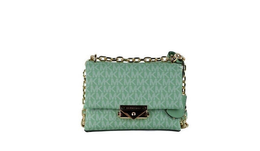 Michael Kors Cece kleine, zee-groene, Signature PVC converteerbare flap-crossbody tas