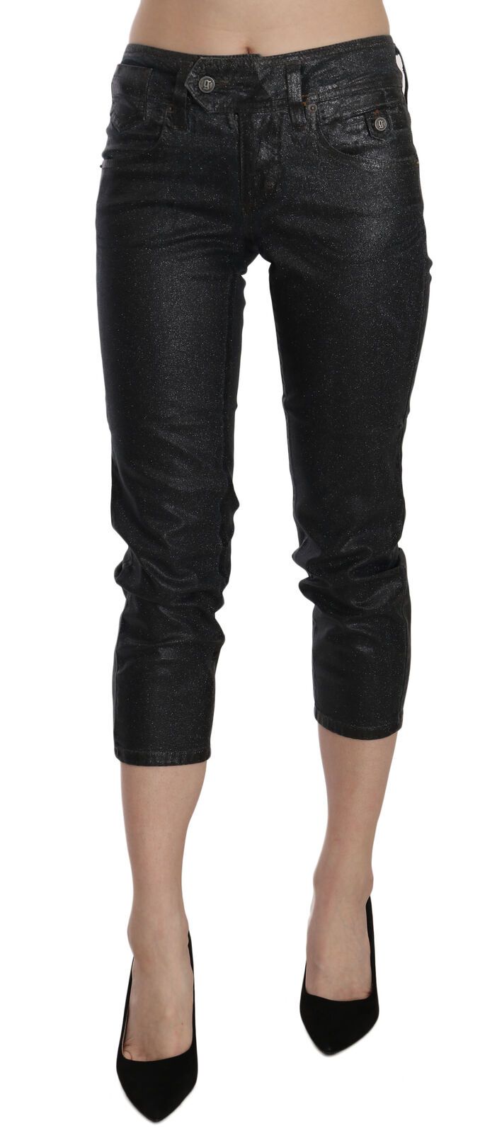 Pantalon Cropped Denim Slim Noir John Galliano