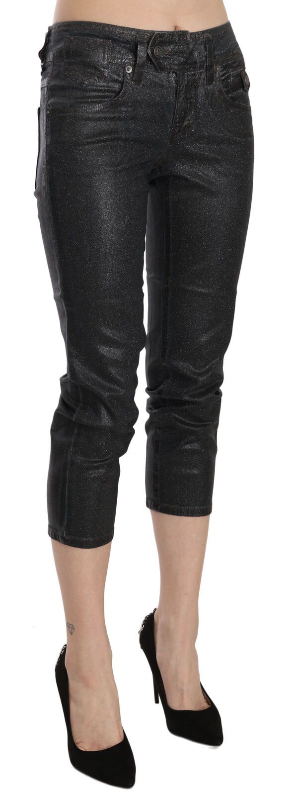 Pantalon Cropped Denim Slim Noir John Galliano