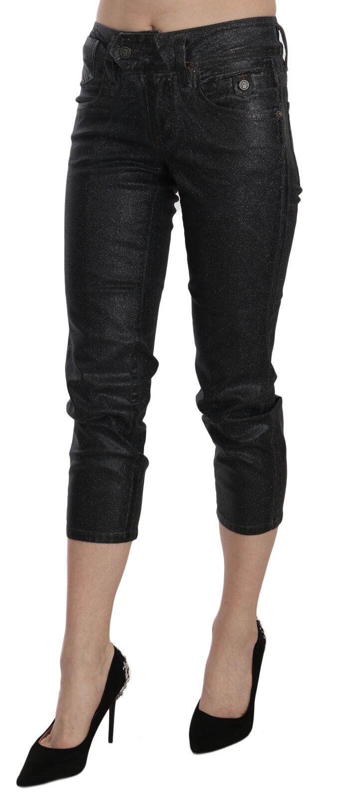 Pantalon Cropped Denim Slim Noir John Galliano