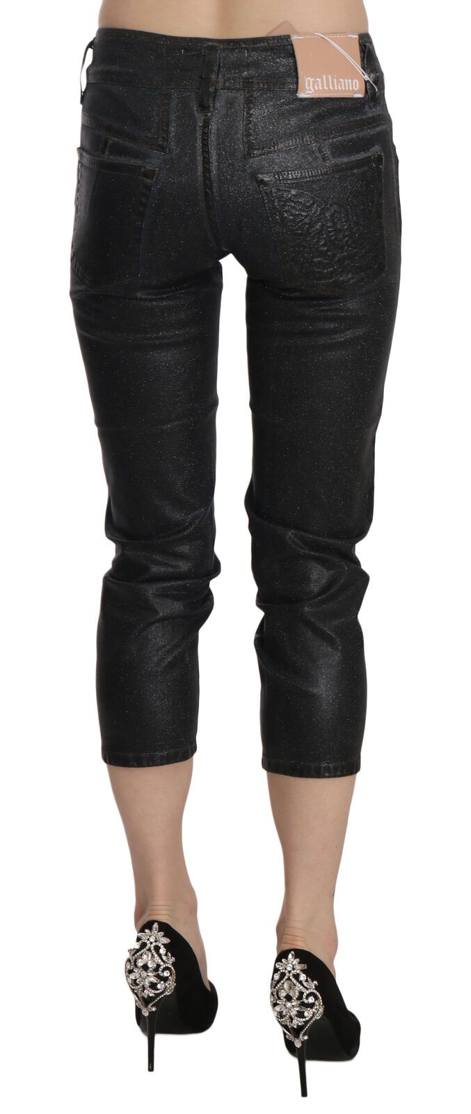 Pantalon Cropped Denim Slim Noir John Galliano