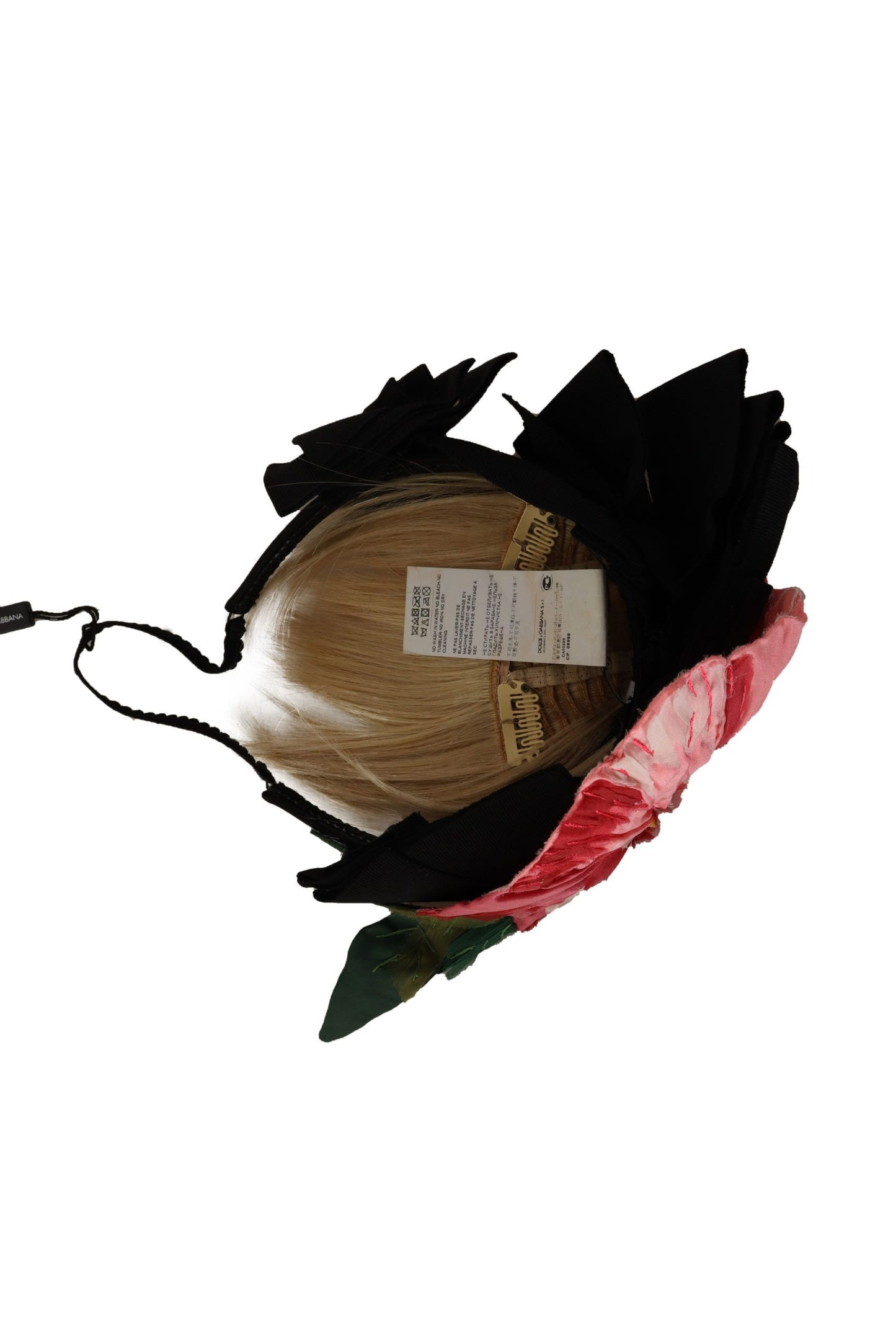 Bandeau diadème en soie noire et blanche Dolce & Gabbana