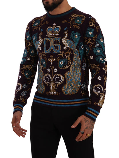 Pull en cachemire bordeaux brodé du logo DG de Dolce & Gabbana