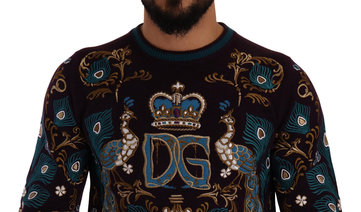 Pull en cachemire bordeaux brodé du logo DG de Dolce &amp; Gabbana