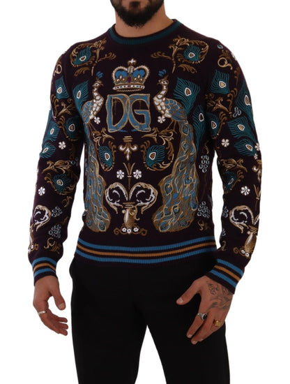 Pull en cachemire bordeaux brodé du logo DG de Dolce & Gabbana