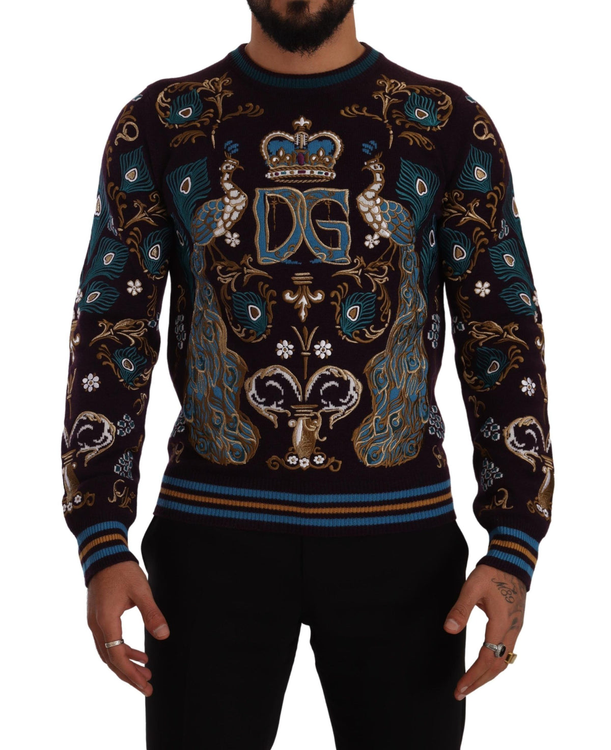 Pull en cachemire bordeaux brodé du logo DG de Dolce &amp; Gabbana