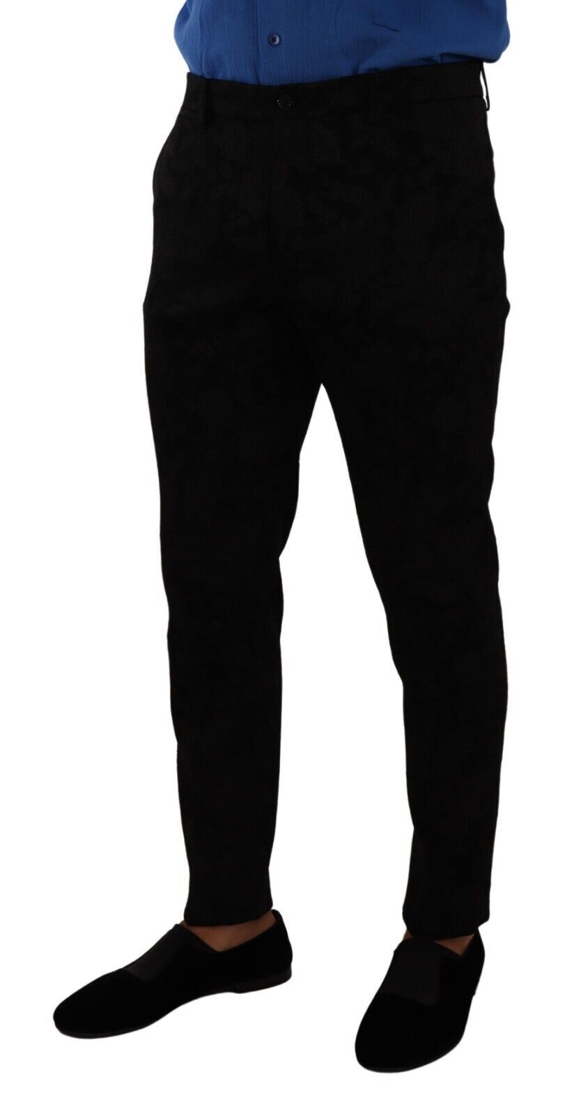 Pantalon tailleur slim noir en brocart de Dolce &amp; Gabbana