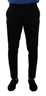 Pantalon tailleur slim noir en brocart de Dolce &amp; Gabbana