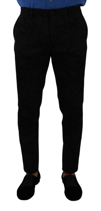 Pantalon tailleur slim noir en brocart de Dolce & Gabbana