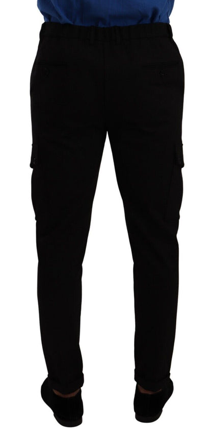 Pantalon cargo skinny en viscose noire Dolce & Gabbana