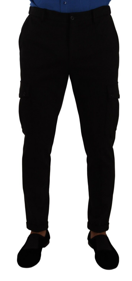 Pantalon cargo skinny en viscose noire Dolce & Gabbana