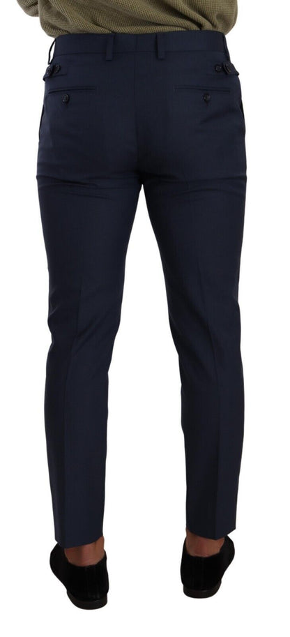 Pantalon tailleur slim en laine bleu foncé de Dolce & Gabbana