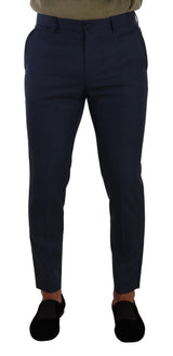 Pantalon tailleur slim en laine bleu foncé de Dolce &amp; Gabbana